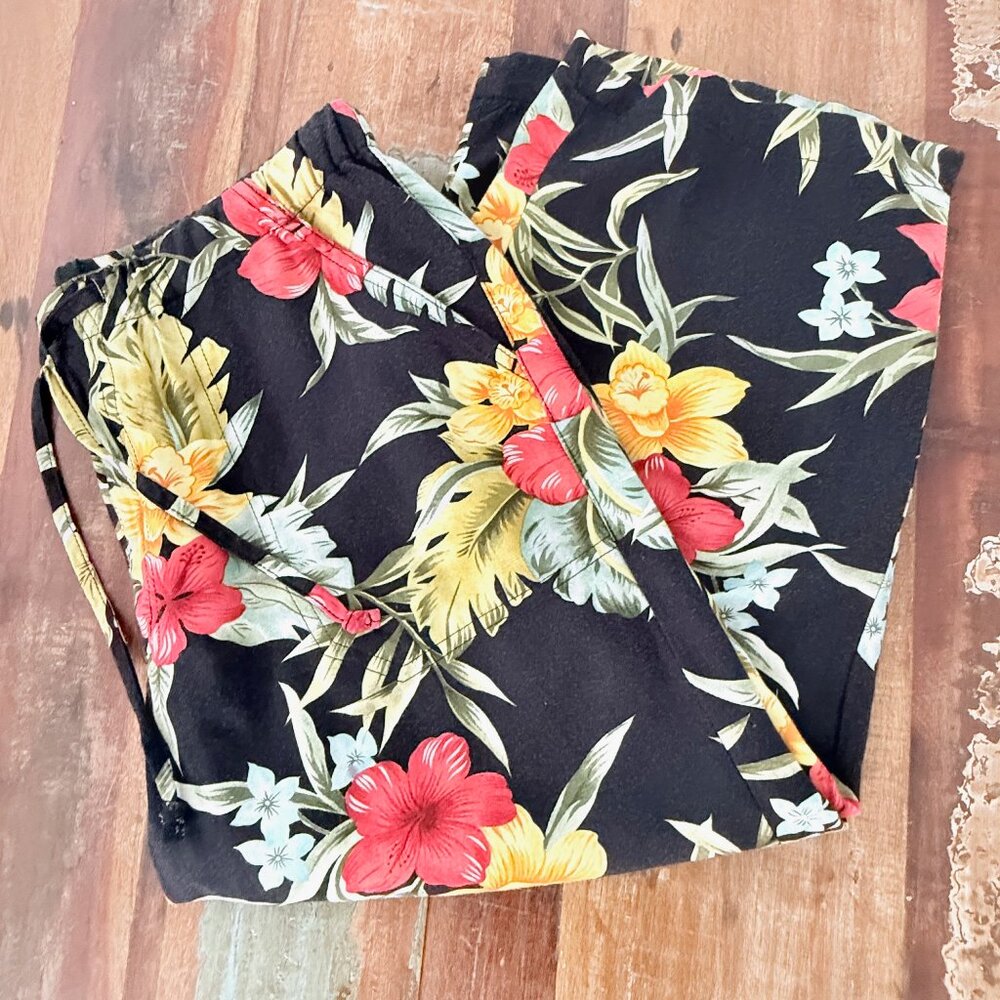 Caribbean‎ Joe Tropical Floral Cropped Pants Size PL